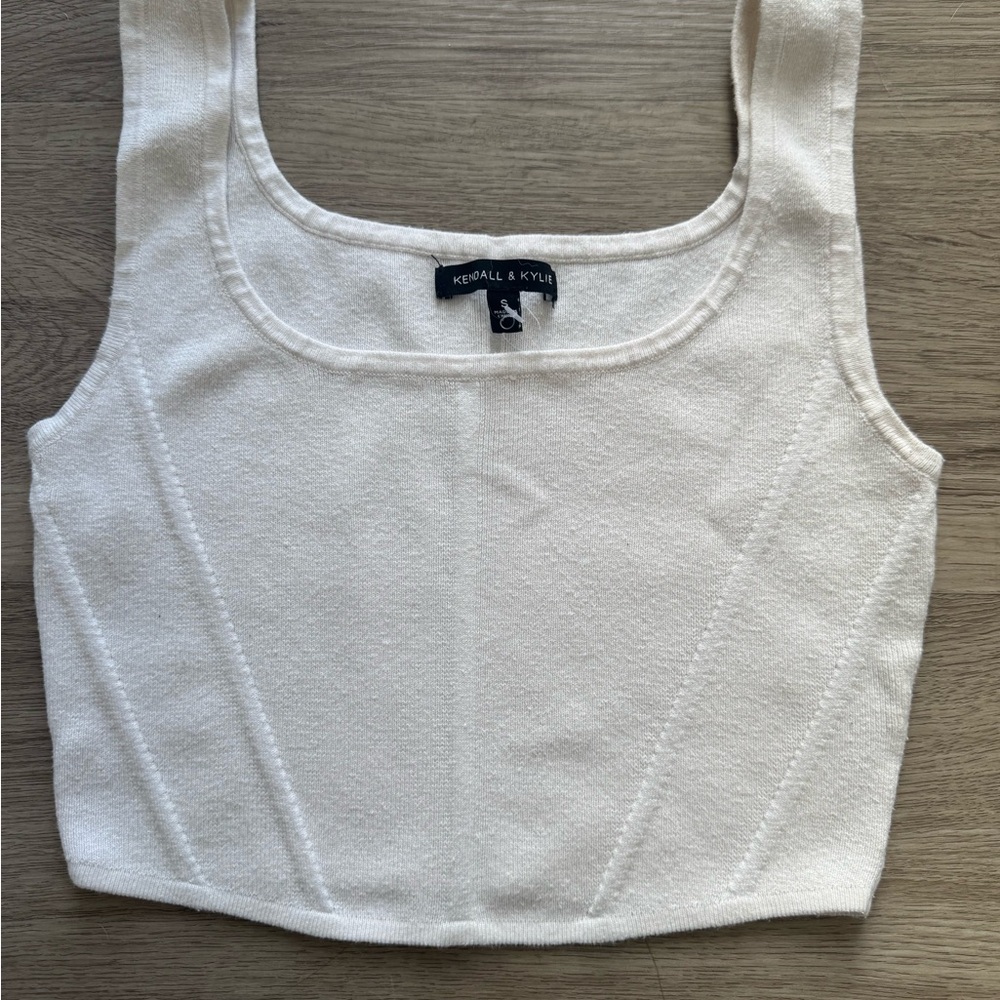 Kendall & Kylie Cream Crop Top